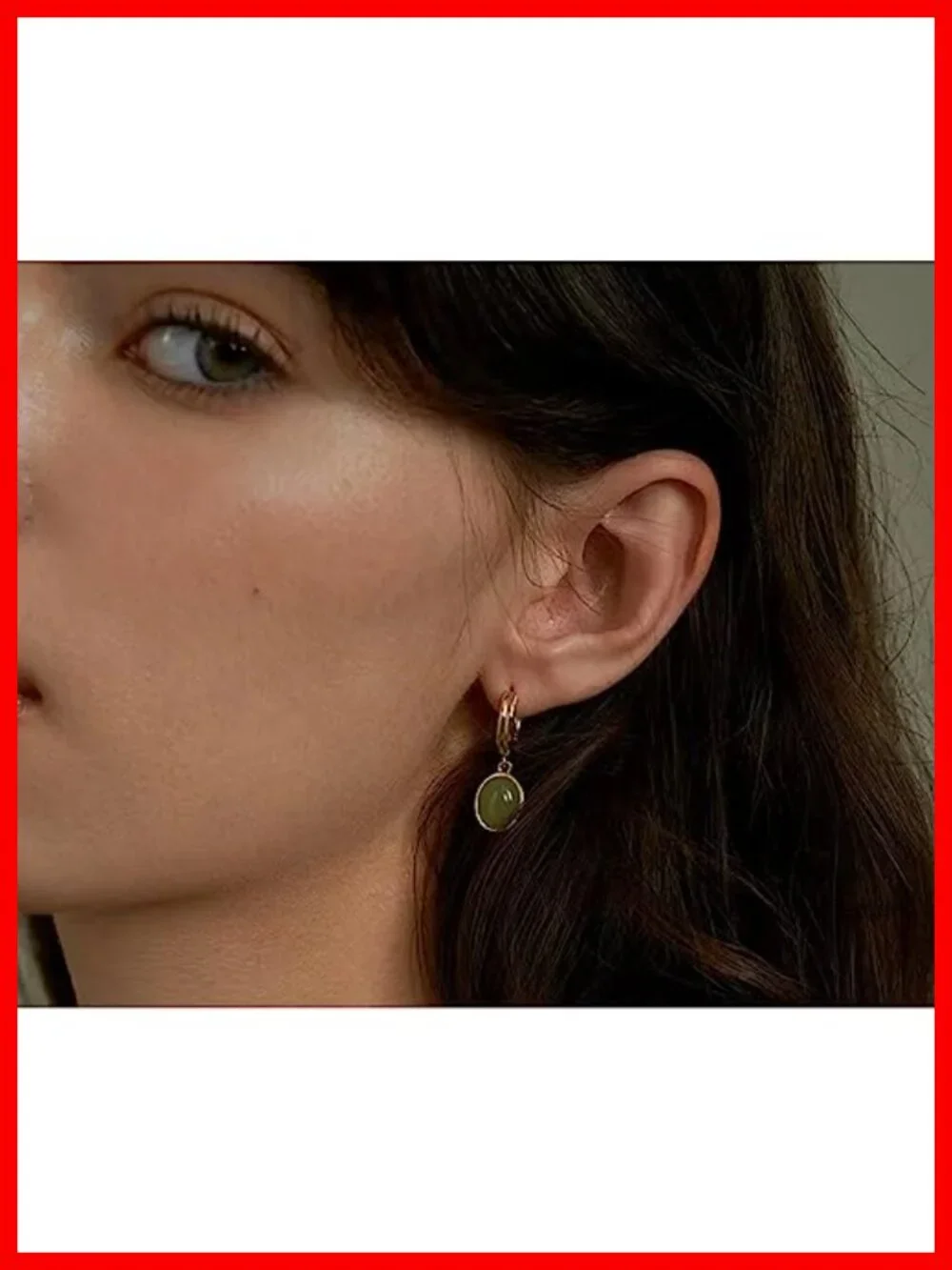 Gold-Plated Green Aventurine Jewelry Set - Hoop Earrings, Bracelet, Necklace